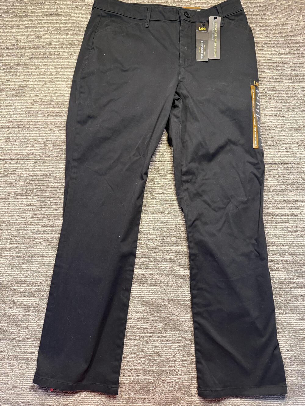 Lee Dress Pants Womens 8 Short Black Relaxed Fit Twill Straight Work Office